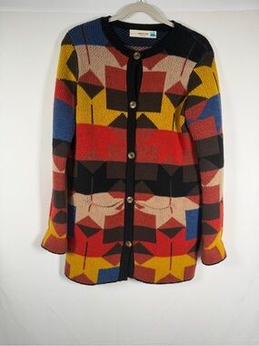 Anthropologie sparrow Lodestar Lambswool Geometric Knit Cardigan -Folksy, Artsy